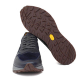 Sneakers in pelle blu con dettaglia testa di moro e riporto in camoscio blu con fondo vibram 800BBLU 391 ROSSI 