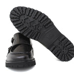 Doppia fibbia in vitello spazzolato nero e fondo gomma leggera 882CALNE 12 ROSSI 