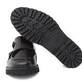 Doppia fibbia in vitello spazzolato nero e fondo gomma leggera 882CALNE 12 ROSSI 