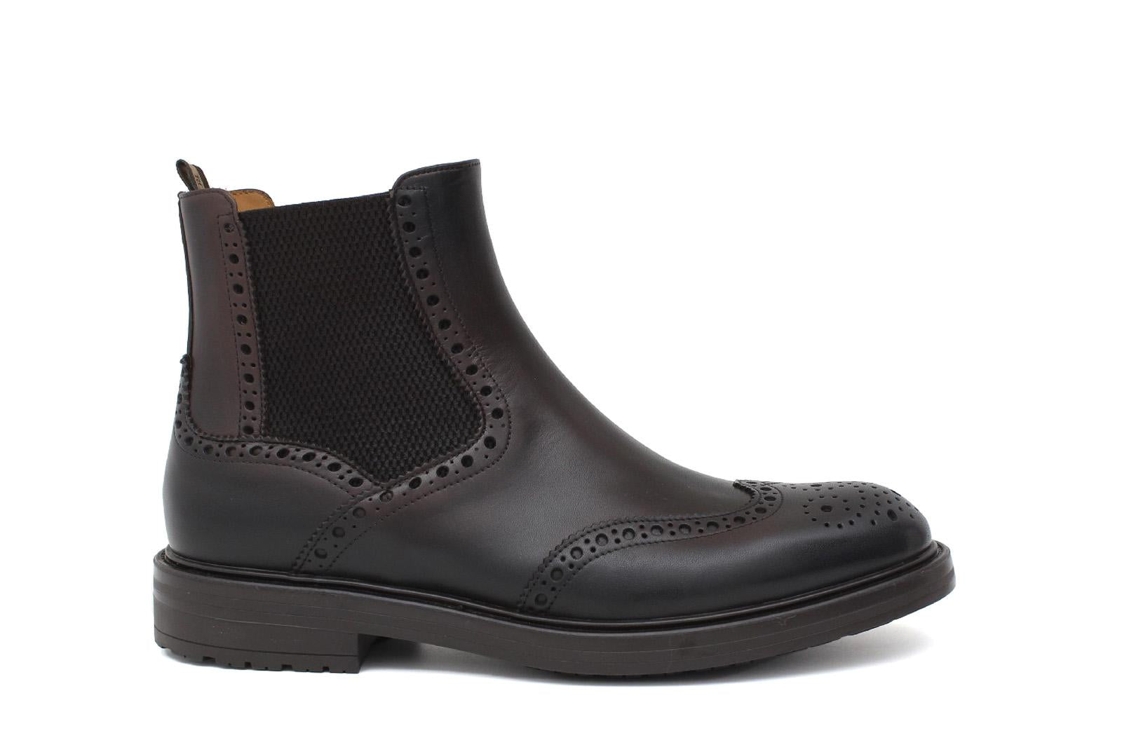 Stivaletto con elastico stile inglese in vitello anticato testa di moro e fondo in gomma 166PGBTM 517 ROSSI 