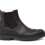 Stivaletto con elastico stile inglese in vitello anticato testa di moro e fondo in gomma 166PGBTM 517 ROSSI 