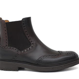 Stivaletto con elastico stile inglese in vitello anticato testa di moro e fondo in gomma 166PGBTM 517 ROSSI 