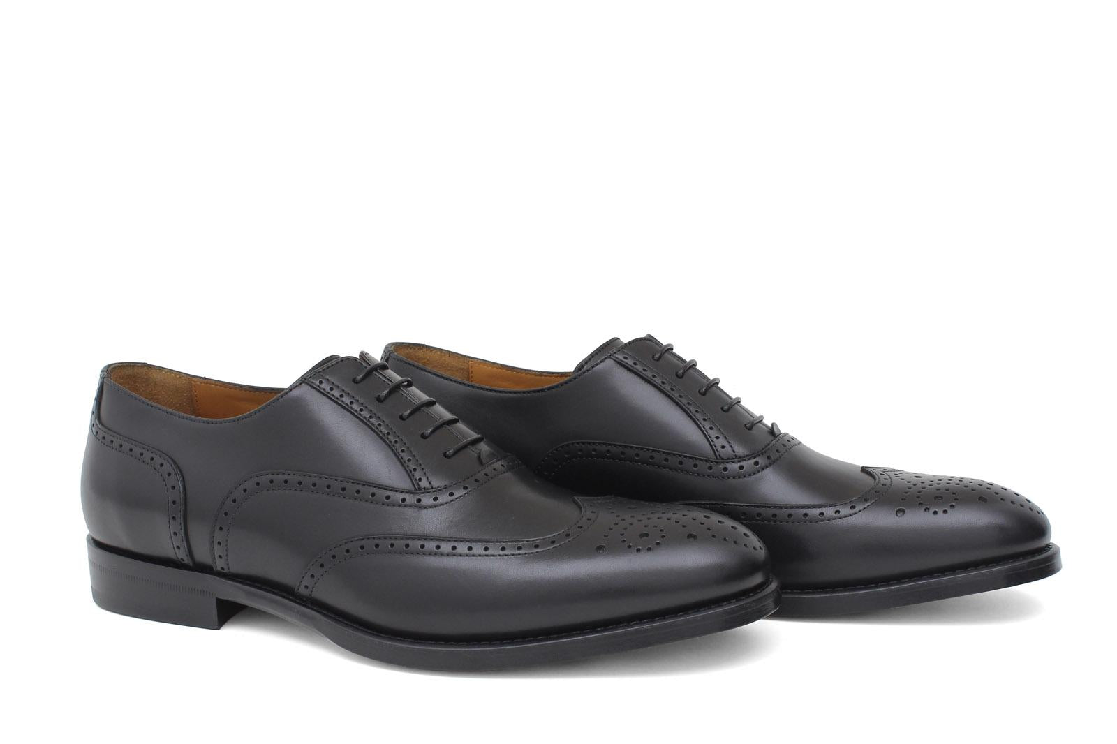 Francesina in stile inglese in vitello a pieno fiore colore nero con fondo cuoio antiscivolo 8292SERNER 1127 ROSSI 
