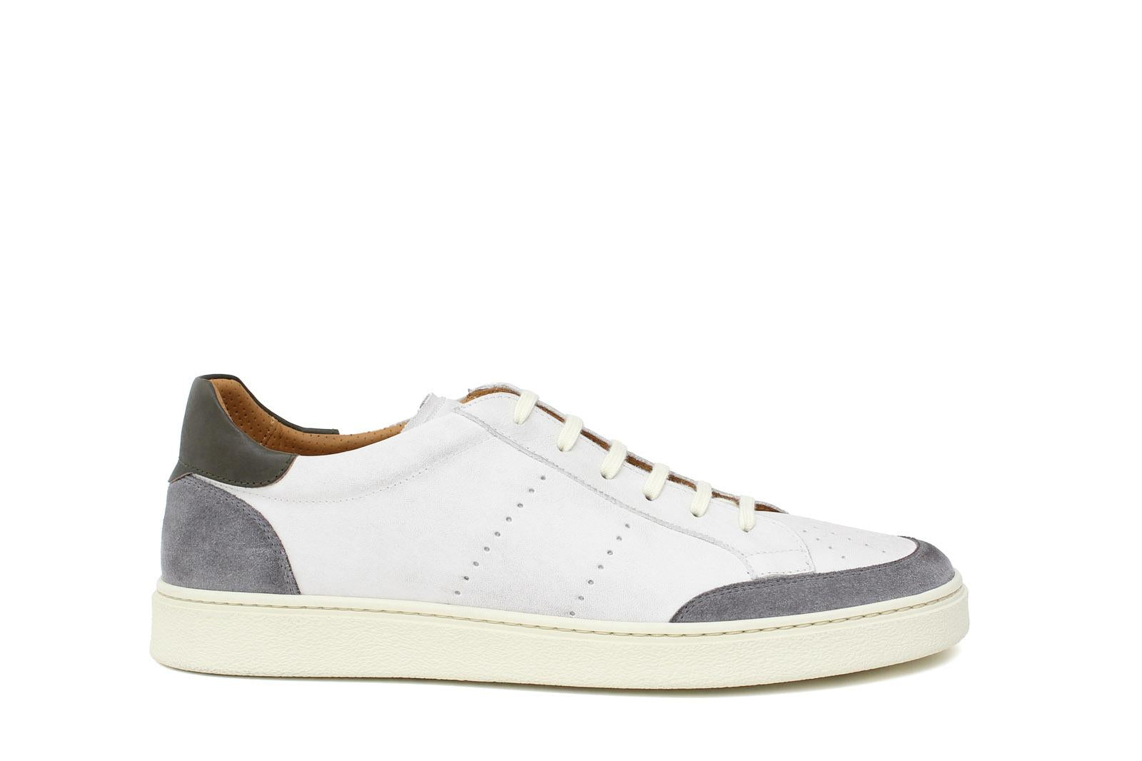 Sneaker in vitello anticato off white con inserti in camoscio e fondo in gomma 1051CODIXOFFFM 217 ROSSI 