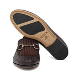 Mocassino lavorazione a sacchetto intero in vitello intrecciato marrone con fondo in cuoio antiscivolo cucito blake 268VCCA 353 ROSSI 
