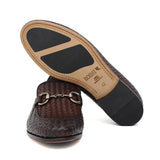 Mocassino lavorazione a sacchetto intero in vitello intrecciato marrone con fondo in cuoio antiscivolo cucito blake 268VCCA 353 ROSSI 