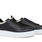 Sneakers in vitello nero con riporto in beige e fondo in gomma 872LPOLNE 1000 ROSSI 