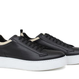 Sneakers in vitello nero con riporto in beige e fondo in gomma 872LPOLNE 1000 ROSSI 