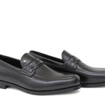 Mocassino in pelle nappa nero con fondo in cuoio antiscivolo cucito blake 1858NAPN 144 ROSSI 