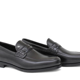 Mocassino in pelle nappa nero con fondo in cuoio antiscivolo cucito blake 1858NAPN 144 ROSSI 