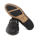 Mocassino lavorazione a sacchetto intero in vitello intrecciato nero con fondo in cuoio antiscivolo cucito blake 268VCNE 251 ROSSI 