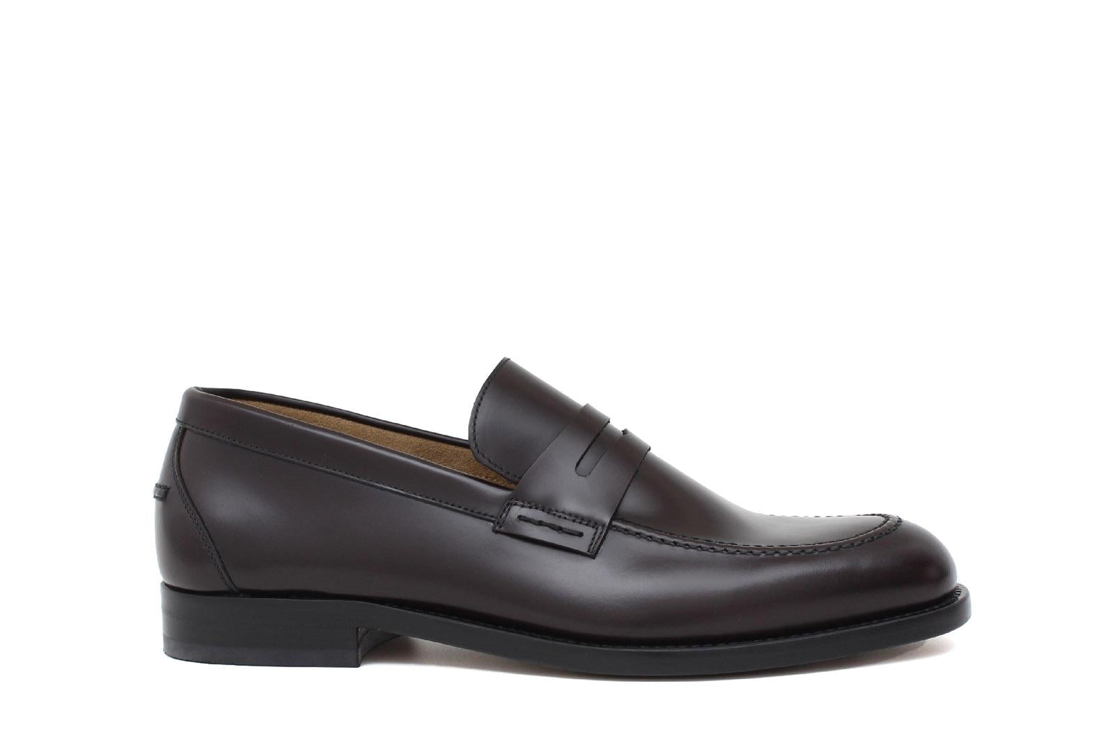 Mocassino sfoderato in vitello spazzolato bordò con fondo in cuoio antiscivolo cucito blake 7635CBOR 167 ROSSI 