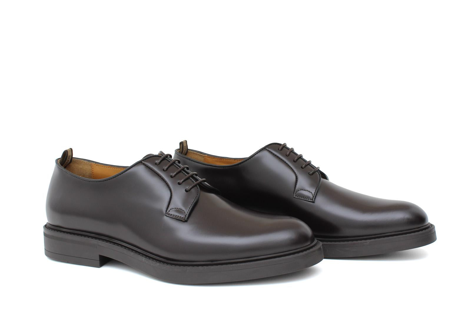 Derby liscio in vitello spazzolato testa di moro con fondo in gomma 403RCALTM 1037 ROSSI 