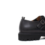 Doppia fibbia in vitello spazzolato nero e fondo gomma leggera 882CALNE 12 ROSSI 