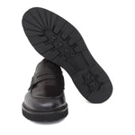 Mocassino college in vitello spazzolato testa di moro con fondo in gomma leggera 1552CALFTM 208 ROSSI 