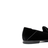 Pantofola con ricamo Rossi  in velluto nero con fondo cuoio antiscivolo 225SCDNE 216 ROSSI 