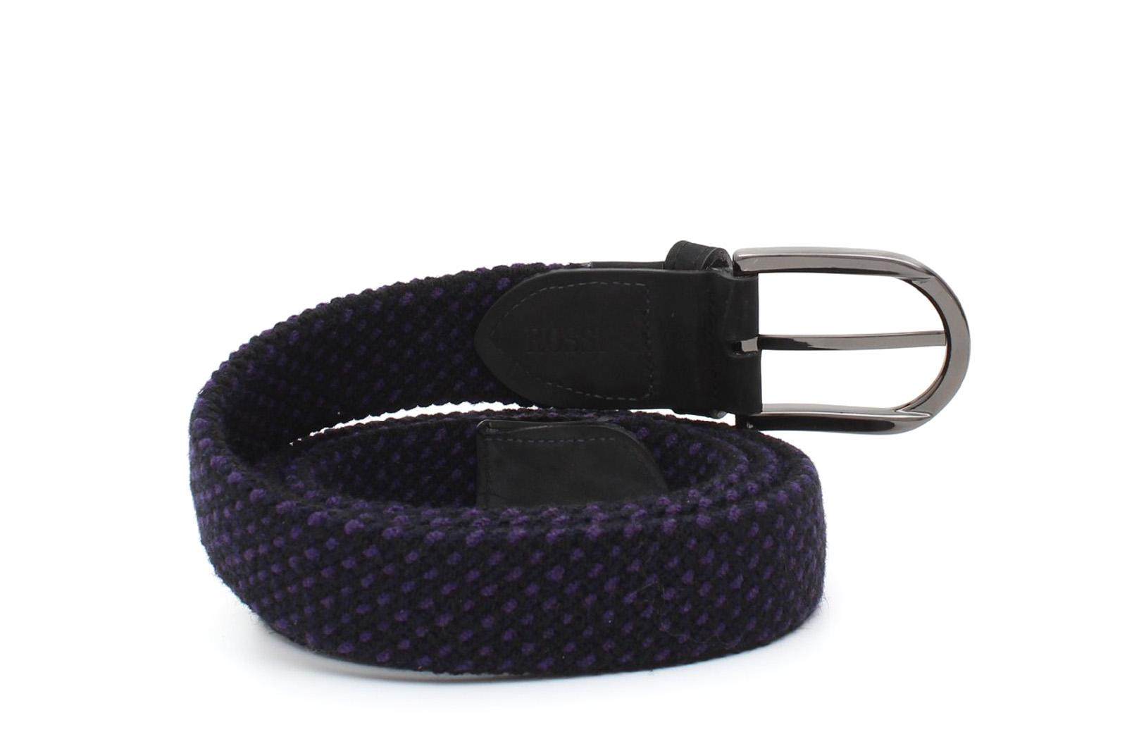 Cinta elasticizzata in lana colore base nero h35 con fibbia in canna di fucile spazzolato F0311CFNASLAN 79 ROSSI 