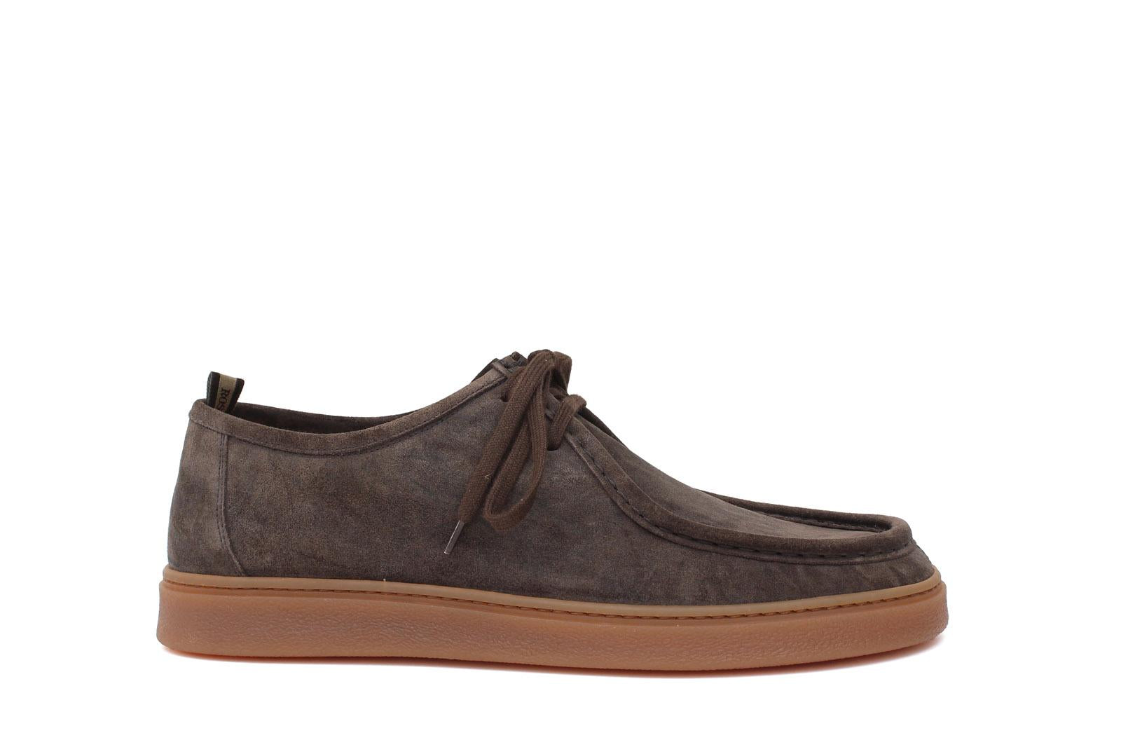 Sneaker modello ingegnere in camoscio lavato color testa di moro e fondo in gomma 1052TESP 1097 ROSSI 