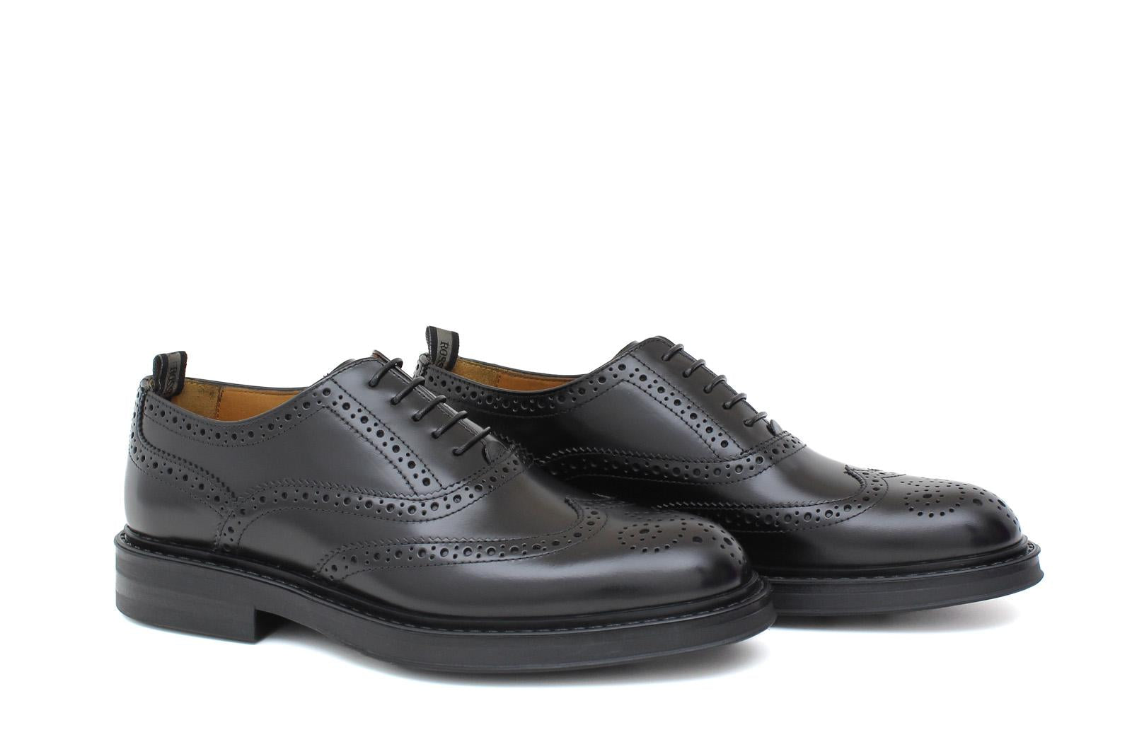 Derby donna stile inglese in vitello spazzolato nero e fondo in gomma cucito D216GCNER 24 ROSSI 