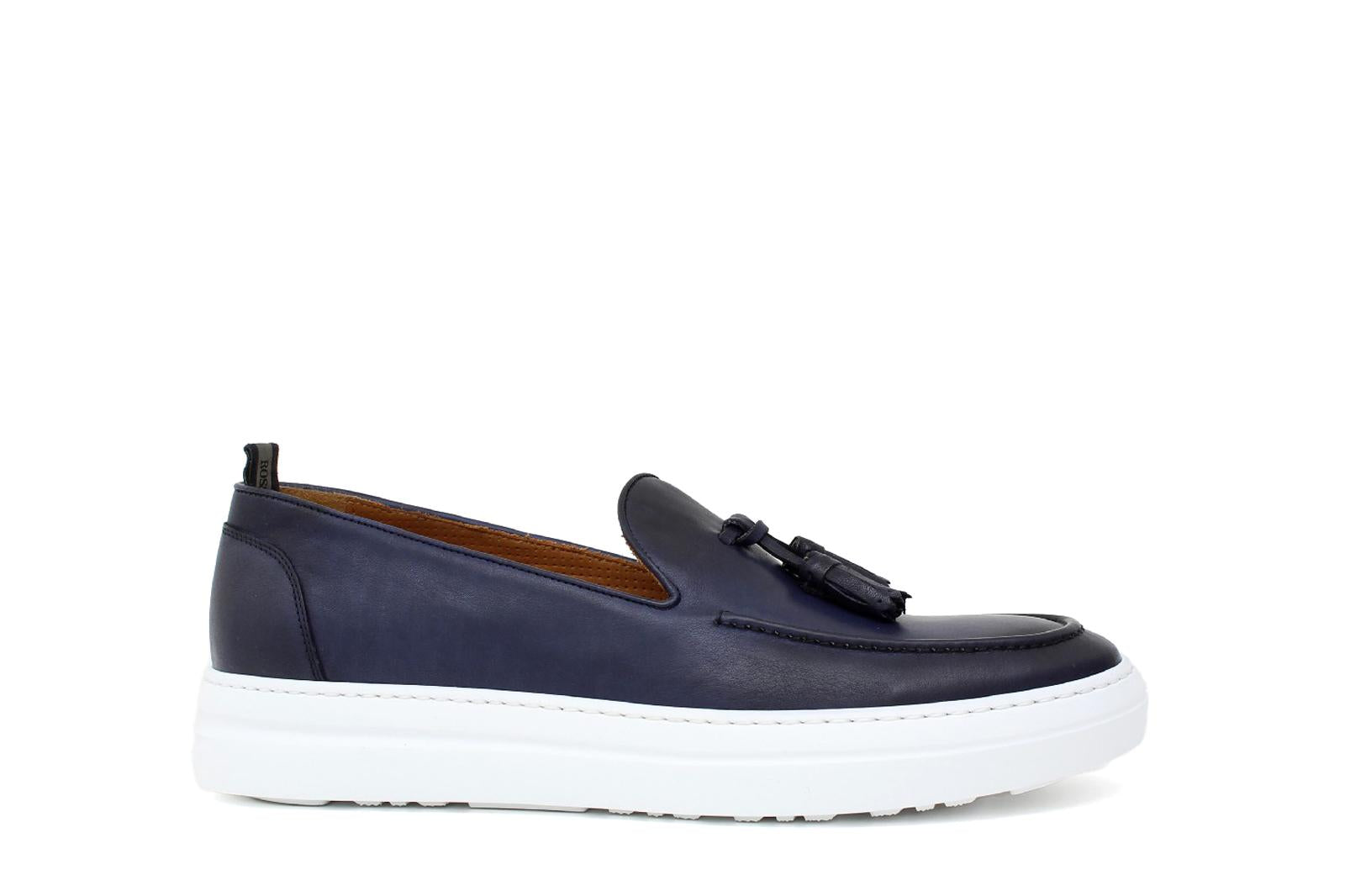 Slip on in vitello naturale navy sfumato e fondo in gomma leggera 8737DIXJE 105 ROSSI 