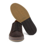 Sneaker stringata in suede testa di moro con fondo in gomma tricolore 1043LHSMO 186 ROSSI 