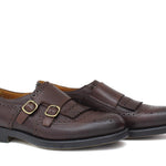 Doppia fibbia stile inglese in vitello anticato marrone  con fondo in gomma 9300VCAS 1034 ROSSI 