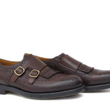 Doppia fibbia stile inglese in vitello anticato marrone  con fondo in gomma 9300VCAS 1034 ROSSI 
