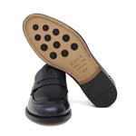 Mocassino sfoderato in vitello spazzolato blu con fondo in cuoio antiscivolo cucito blake 6651CBLU 977 ROSSI 