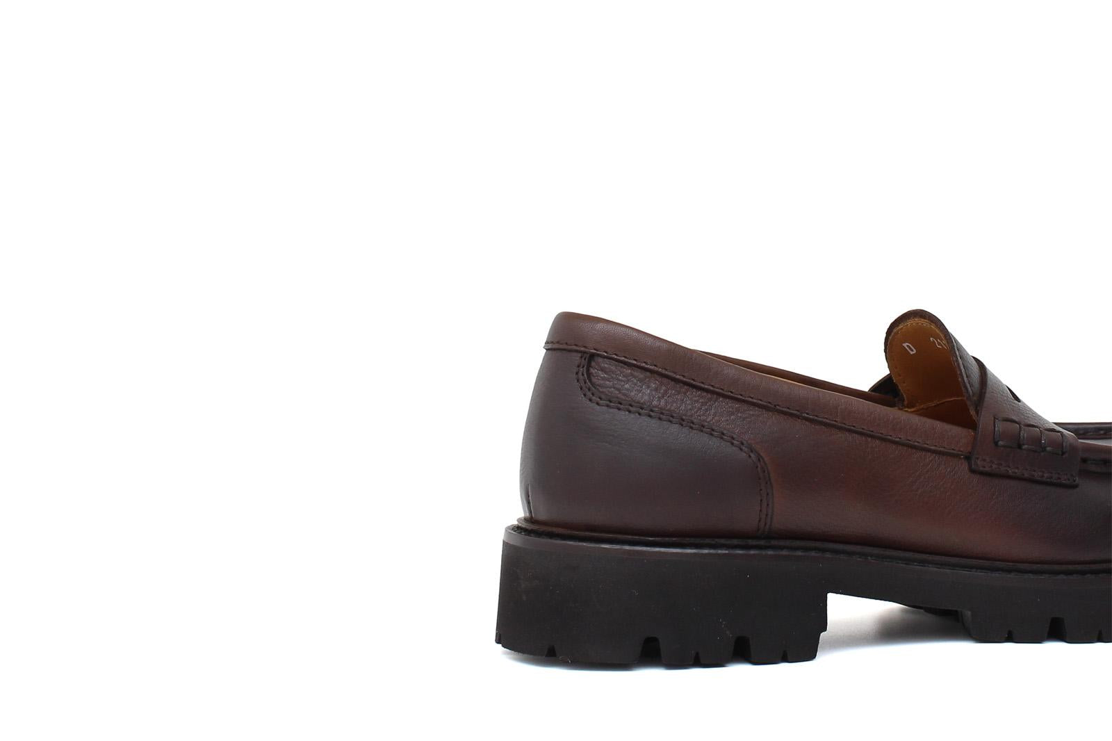 Mocassino donna stile ingegnere in vitello naturale marrone sfumato e fondo in gomma leggera D212VACAS 10 ROSSI 