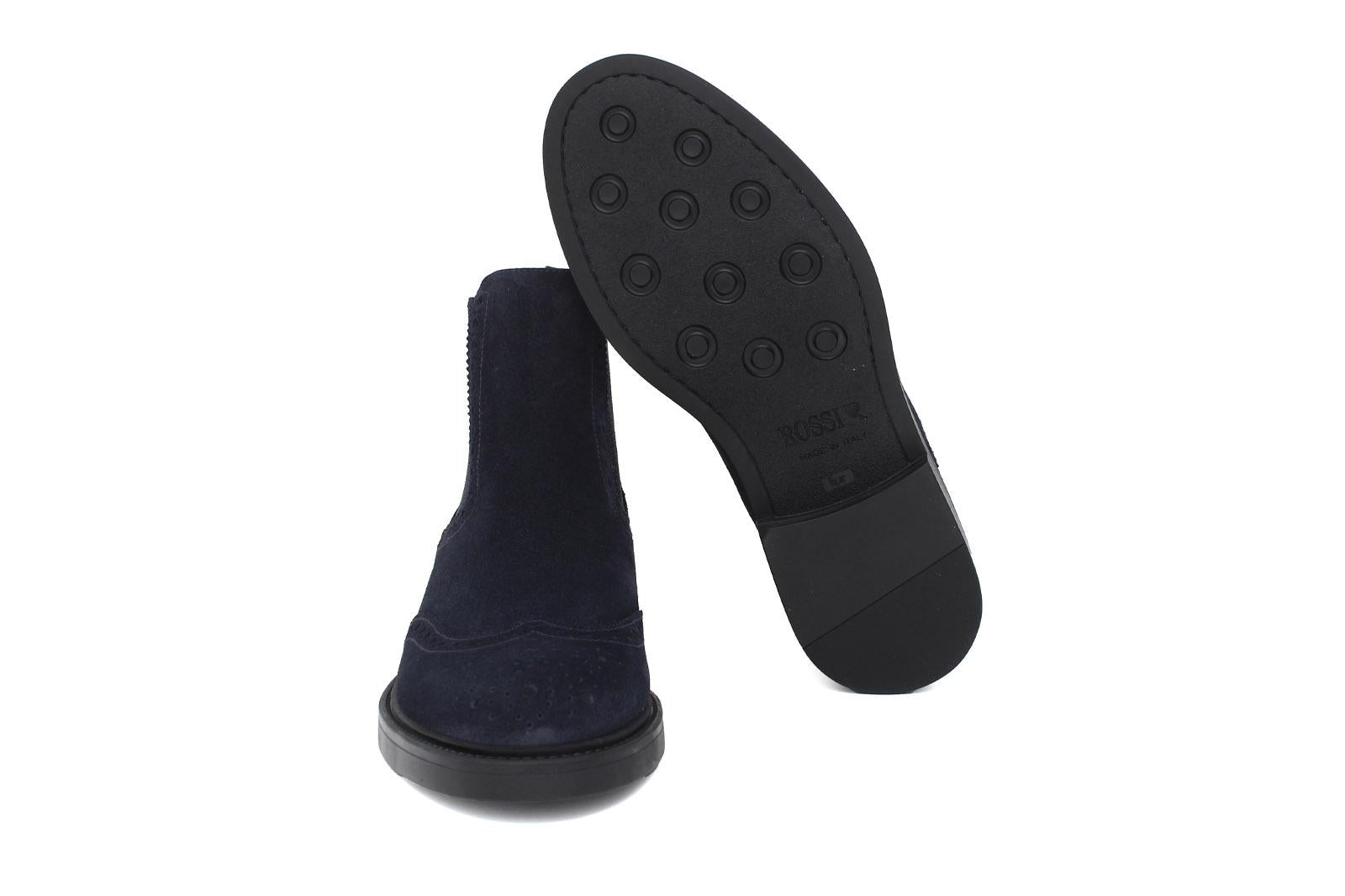 Beatles stile inglese in camoscio color blu  con fondo in gomma cucito blake 166PRHSBLU 218 ROSSI 