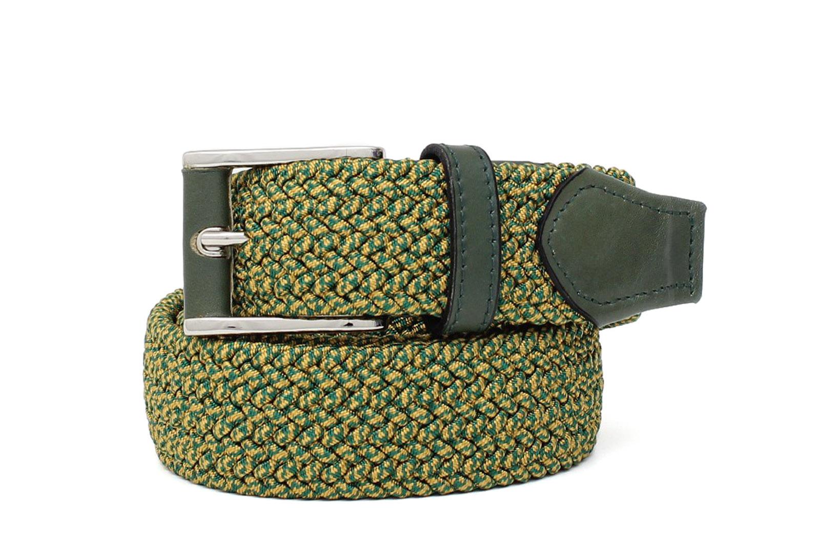 Cintura intrecciata elasticizzata nel colore verde con fibbia h 35 in nikel F0438NKEVE 95 ROSSI 