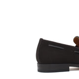 Mocassino con nappine in camoscio testa di moro e fondo cuoio antiscivolo 7393CCRIM 42 ROSSI 