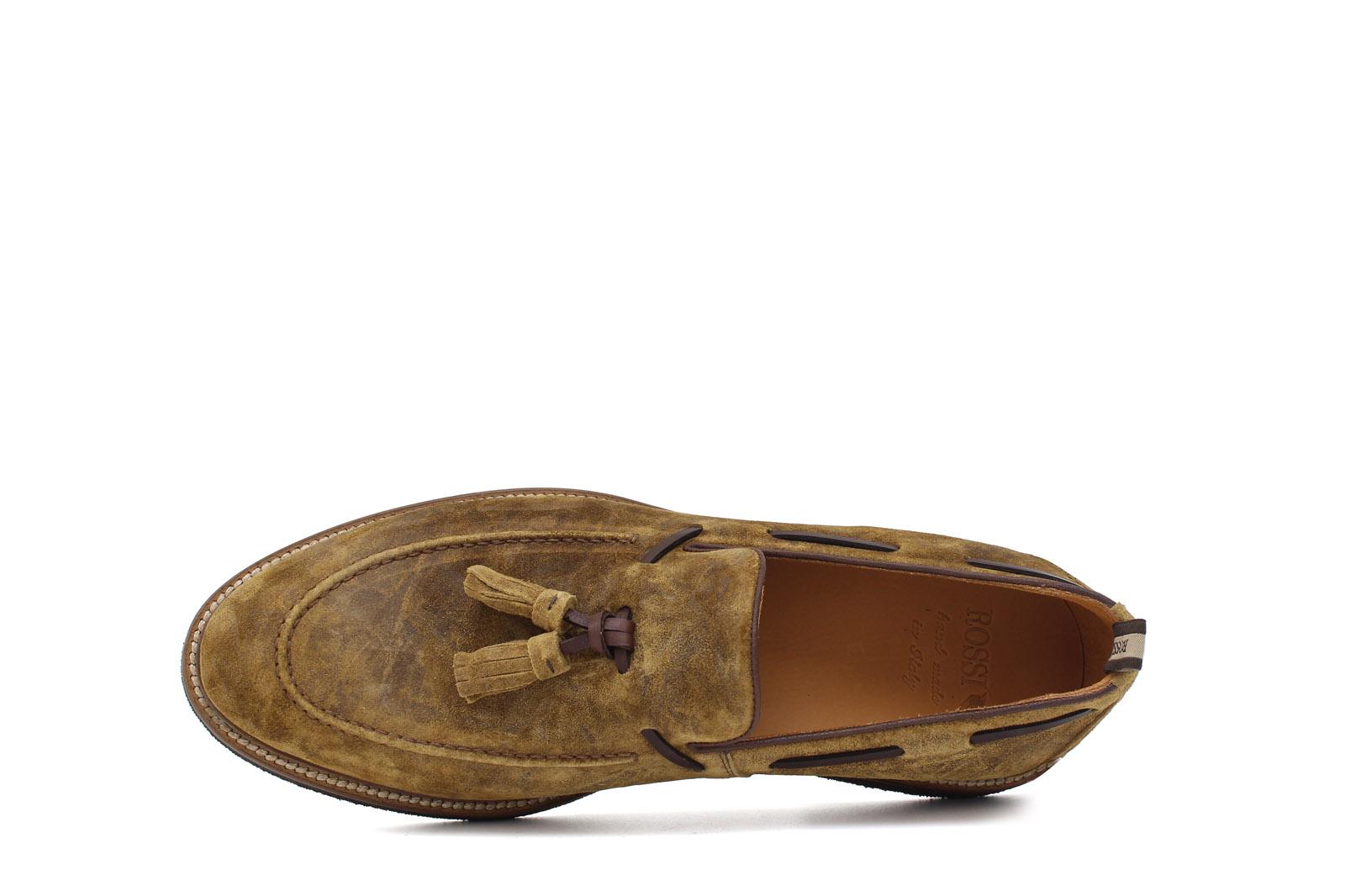Mocassino in camoscio lavato color cuoio con fondo in gomma porosa leggera 9624TSE 300 ROSSI 