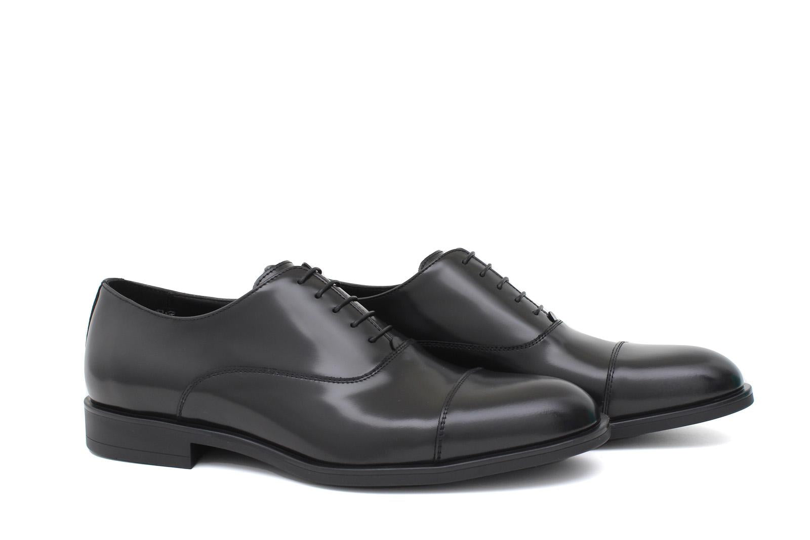 Francesina con puntalino in vitello spazzolato nero con fondo in  gomma<BR/> 300GOTNER 963 ROSSI 