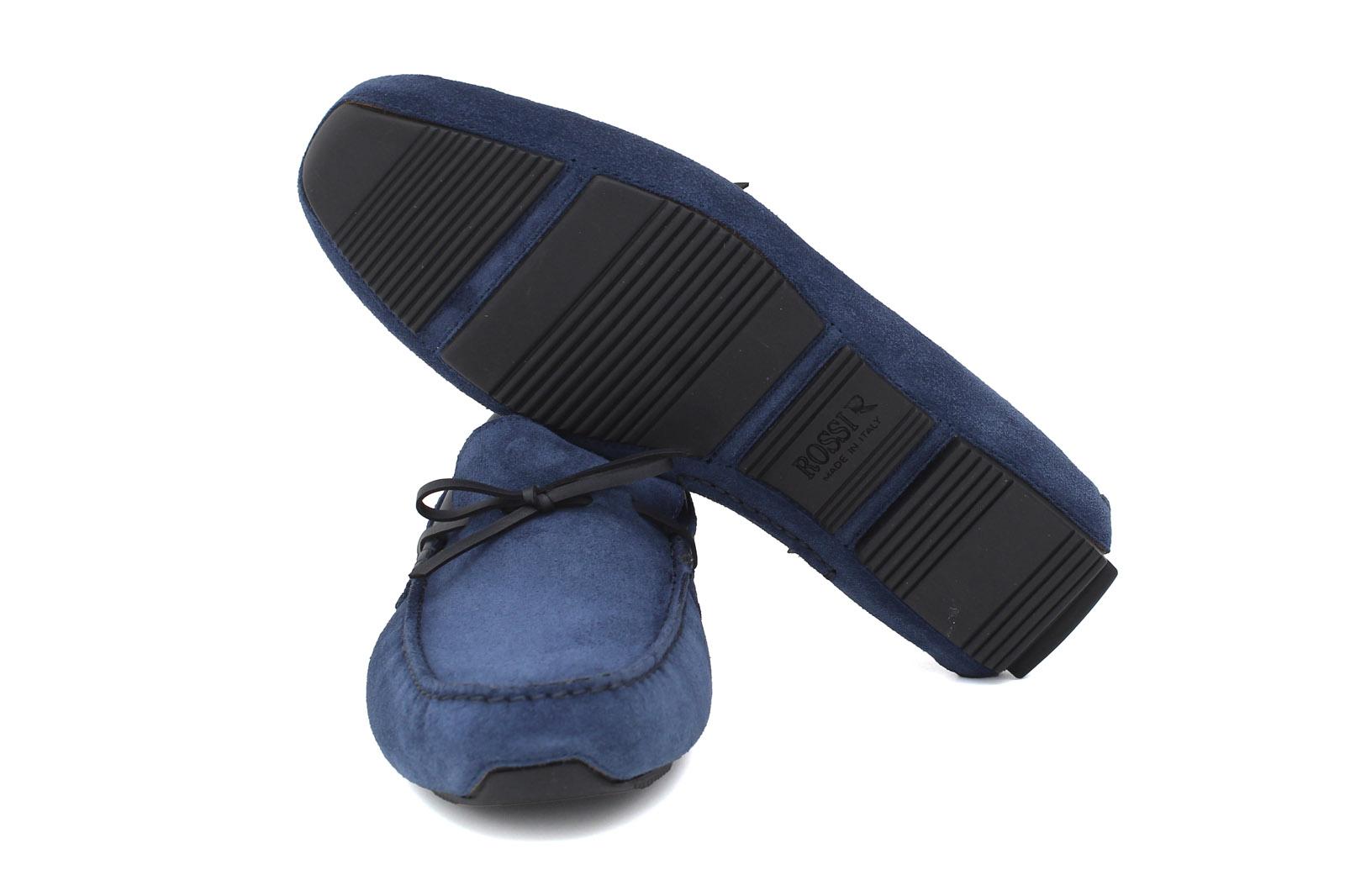 Drive in camoscio navy con riporti in pelle e fondo in gomma con inserti 6090FOLTRE 172 ROSSI 