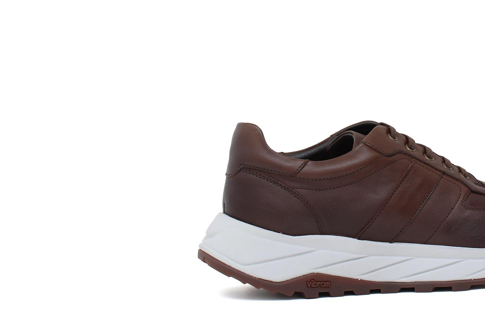 Sneaker in vitello naturale color marrone sfumato e fondo in gomma leggera vibram 1255VCAS 1147 ROSSI 