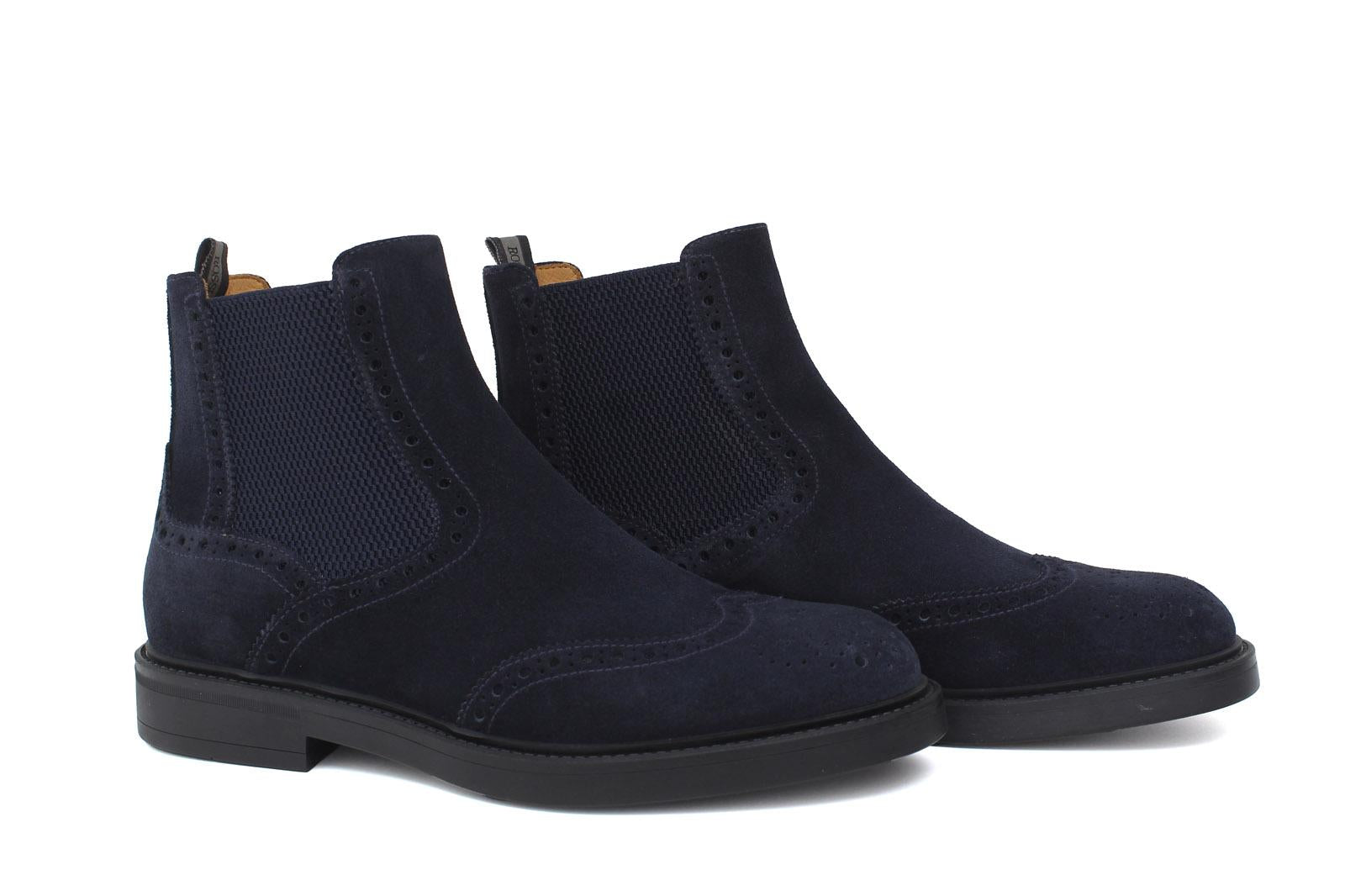 Beatles stile inglese in camoscio color blu  con fondo in gomma cucito blake 166PRHSBLU 218 ROSSI 