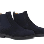 Beatles stile inglese in camoscio color blu  con fondo in gomma cucito blake 166PRHSBLU 218 ROSSI 