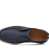 Slip on in vitello naturale blu  sfumato con fondo in gomma intrecciato 1093DBLU 17 ROSSI 