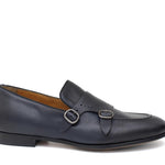 Doppia fibbia a sacchetto intero in vitello naturale blu sfumato e fondo in cuoio antiscivolo cucito blake 267DIXBLU 631 ROSSI 