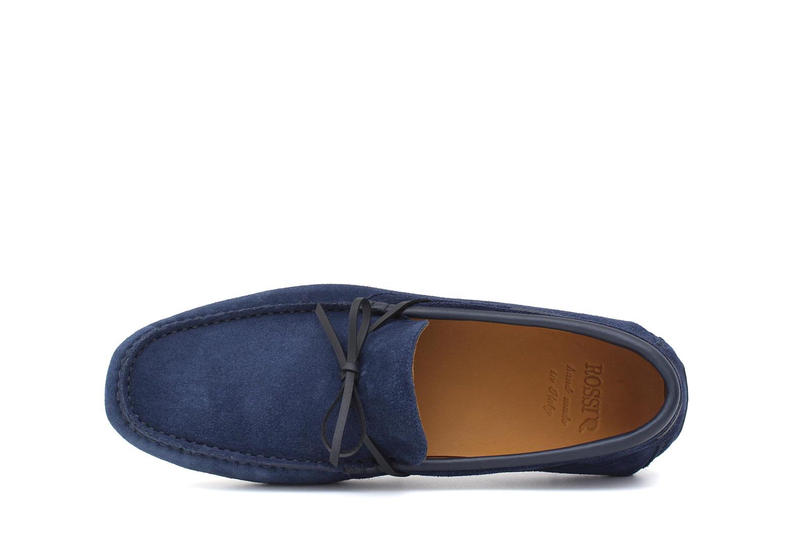 Drive in camoscio navy con riporti in pelle e fondo in gomma con inserti 6090FOLTRE 172 ROSSI 