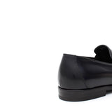 Mocassino con mascherina in vitello spazzolato blu scuro e fondo in cuoio 6834TBCUO 427 ROSSI 