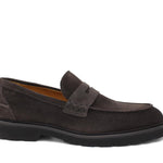 Mocassino college in suede testa di moro con fondo in gomma leggera 1552HSMO 190 ROSSI 