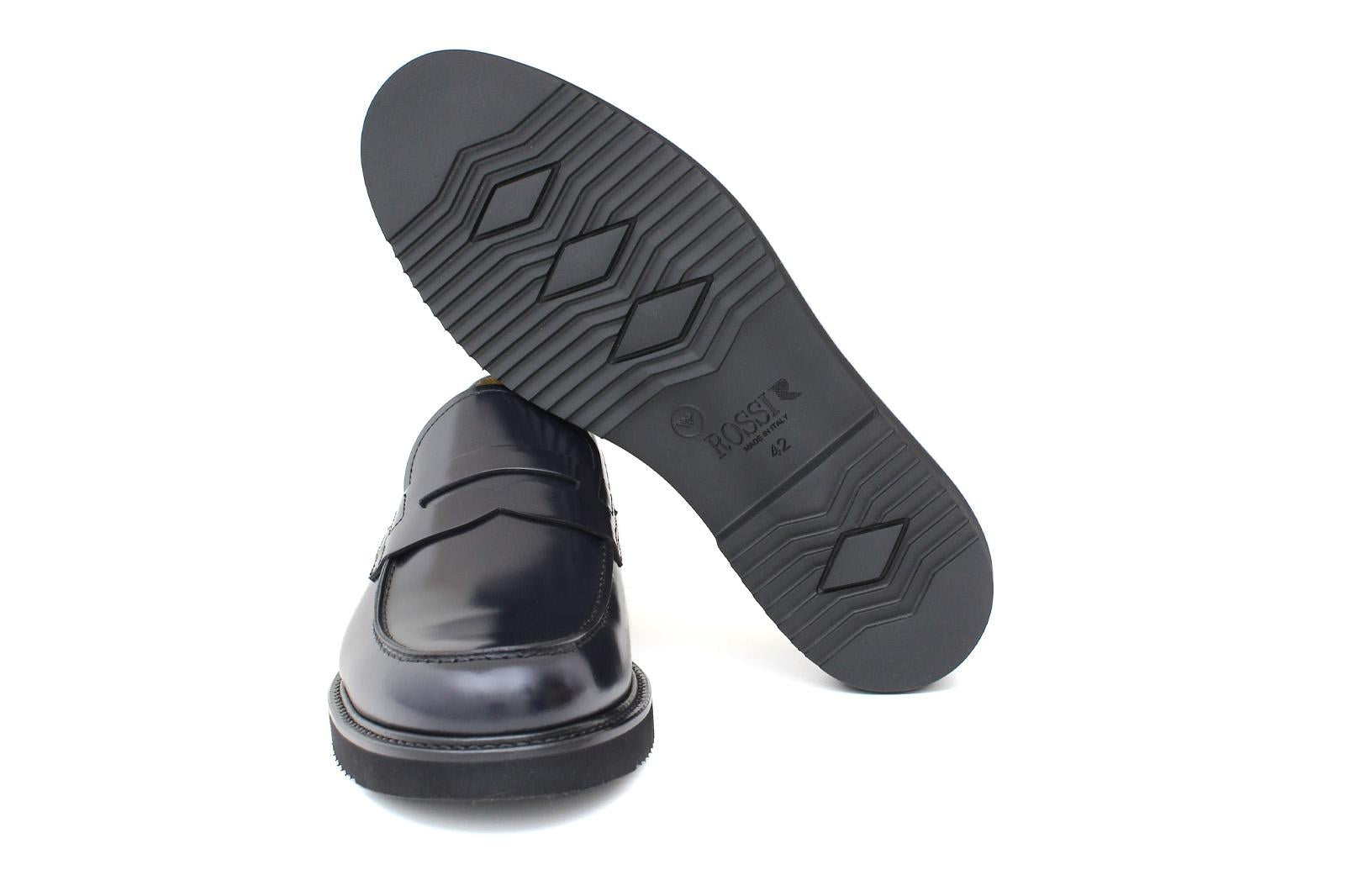 Mocassino in vitello spazzolato blu con fondo gomma leggera 6259GCBLU 1145 ROSSI 