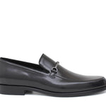 Mocassino con accessorio in vitello spazzolato nero con fondo in cuoio 621TNER 396 ROSSI 