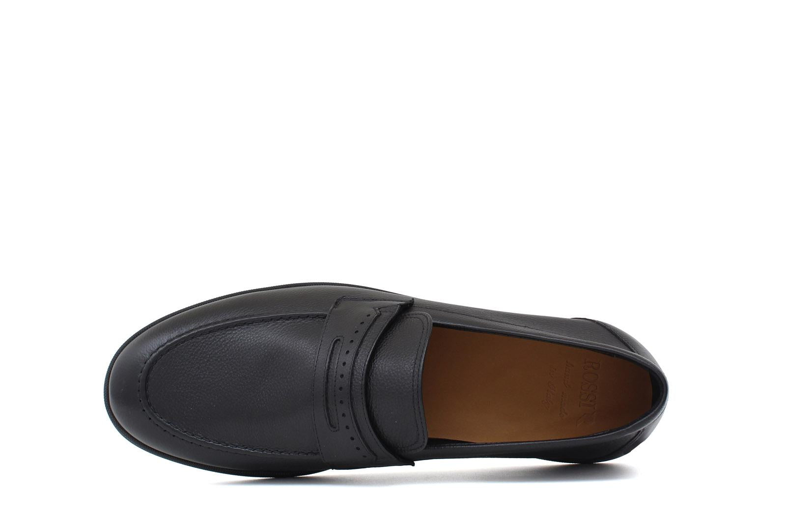 Mocassino in vitello morbido color nero con fondo in gomma cucita blake 1074LOSNE 94 ROSSI 