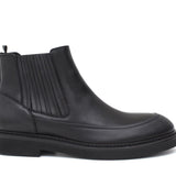 Stivaletto con zip interna ed elastico esterno in vitello liscio e bottalato nero con fondo gomma 855PZPN 426 ROSSI 