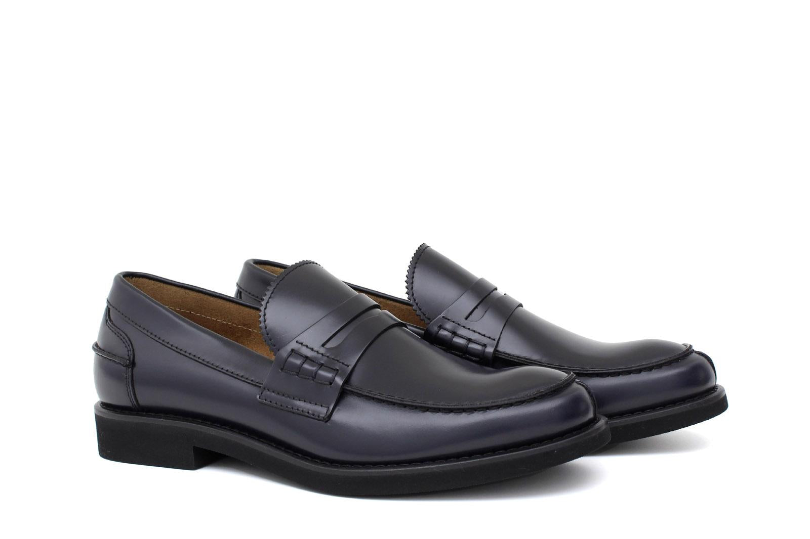 College stile inglese in vitello spazzolato blu con fondo in gomma leggera 5940GCBLU 89 ROSSI 