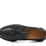 Mocassino College con nappine stile inglese in vitello spazzolato nero e fondo in cuoio 1/2 gomma 8140CNE 393 ROSSI 