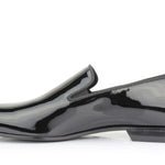 Pantofola in vernice nera con fondo cuoio chiuso 6977VNE 438 ROSSI 